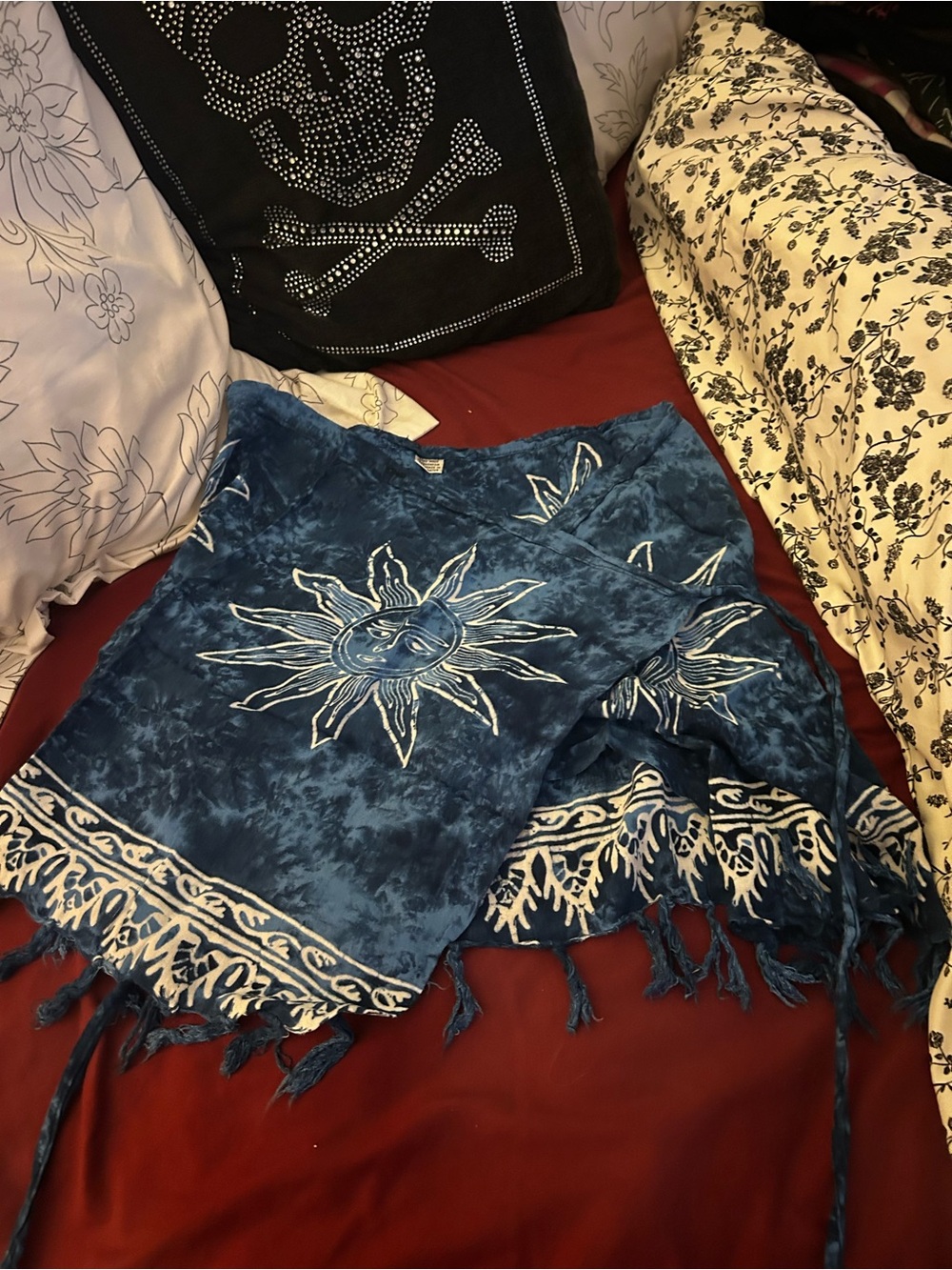 Blue Sun-Print Tie-Dye Beach Cover-Up